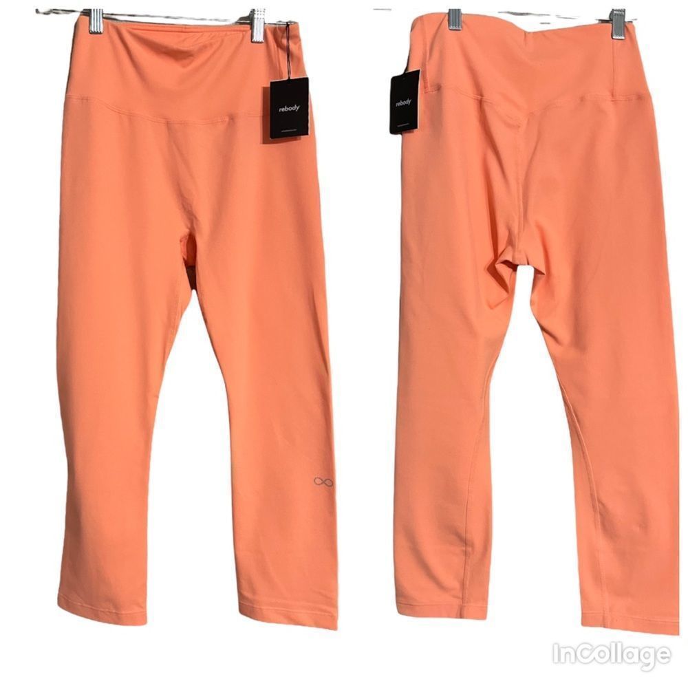 Rebody Orange High Rise Capri Leggings Sz L NWT